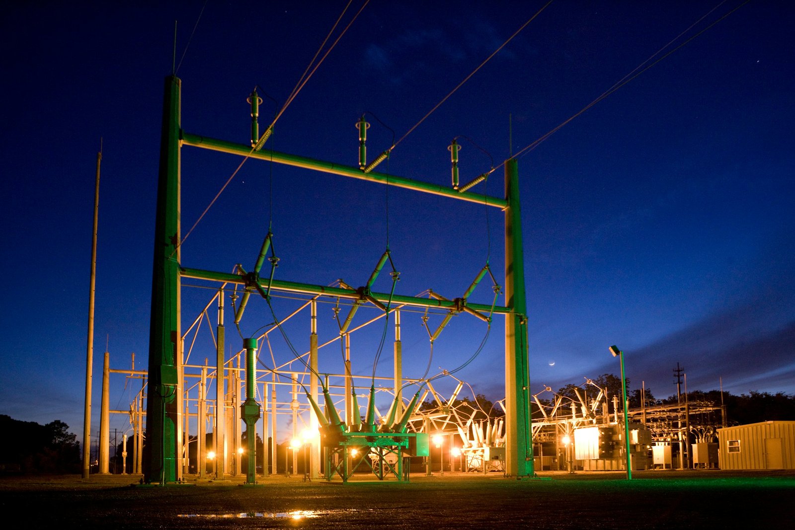 Power grid infrastructure at dusk