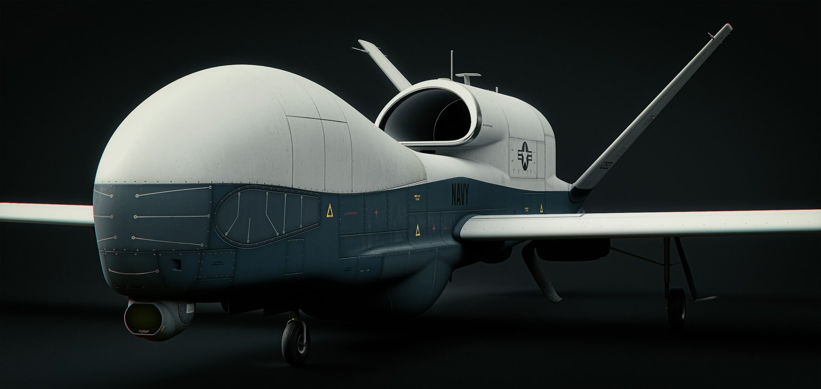 Military MQ-4 reconnaissance drone on dark background representing Palladyne AI counter-UAS defense work